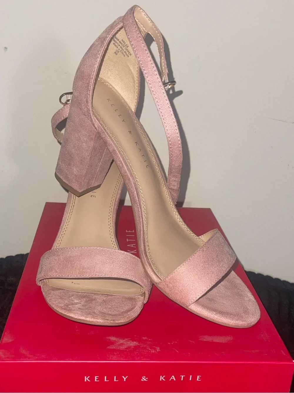 Kelly & Katie Dusty Rose Ankle Strap Block Heels
